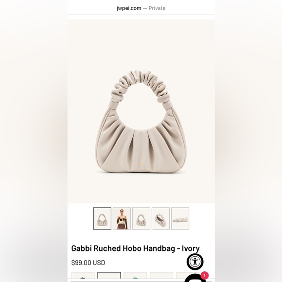 JW PEI Gabbi ruched hobo bag (ivory) - Picture 3 of 5
